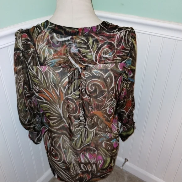 Christopher and Banks sheer v-neck blouse - Picture 4 of 5